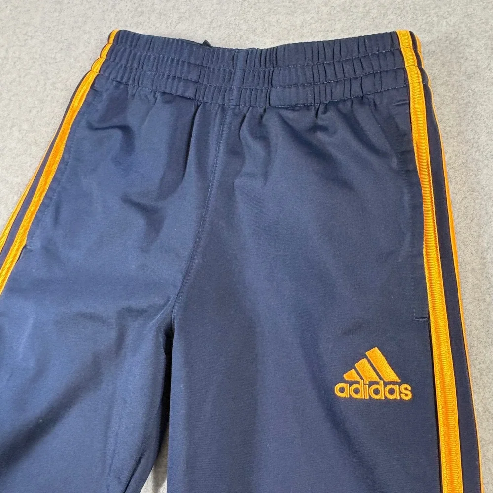 Adidas Boys Navy Blue Orange Stripe Track Pants Joggers Size 8